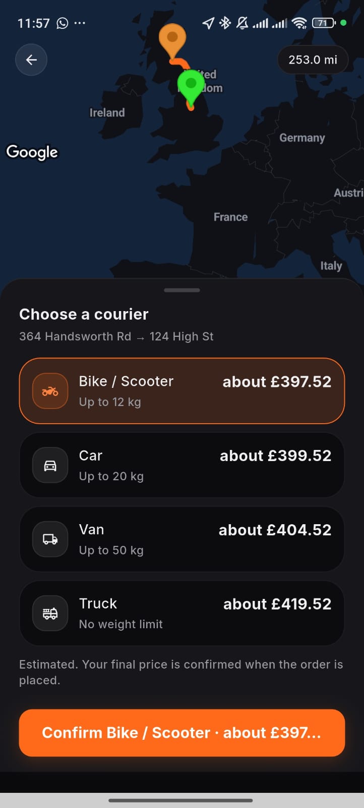 Courier Selection